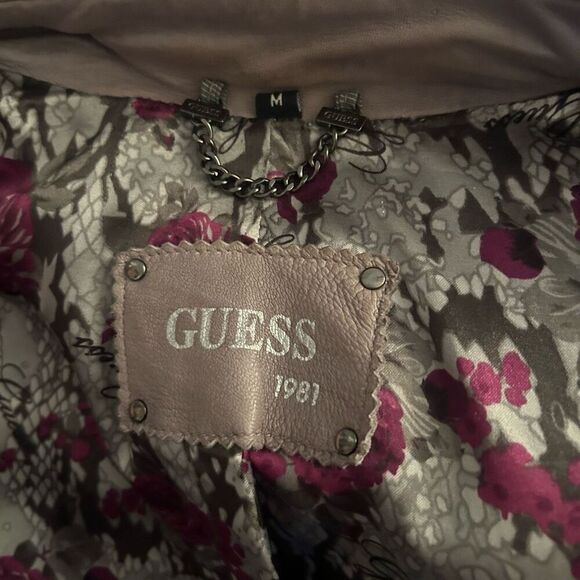 Guess Gray Genuine Leather Belted Jacket M - Picture 6 of 9